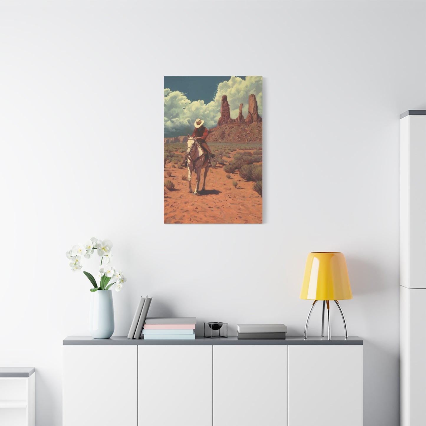 Cowboy in Desert Wall Art & Canvas Prints