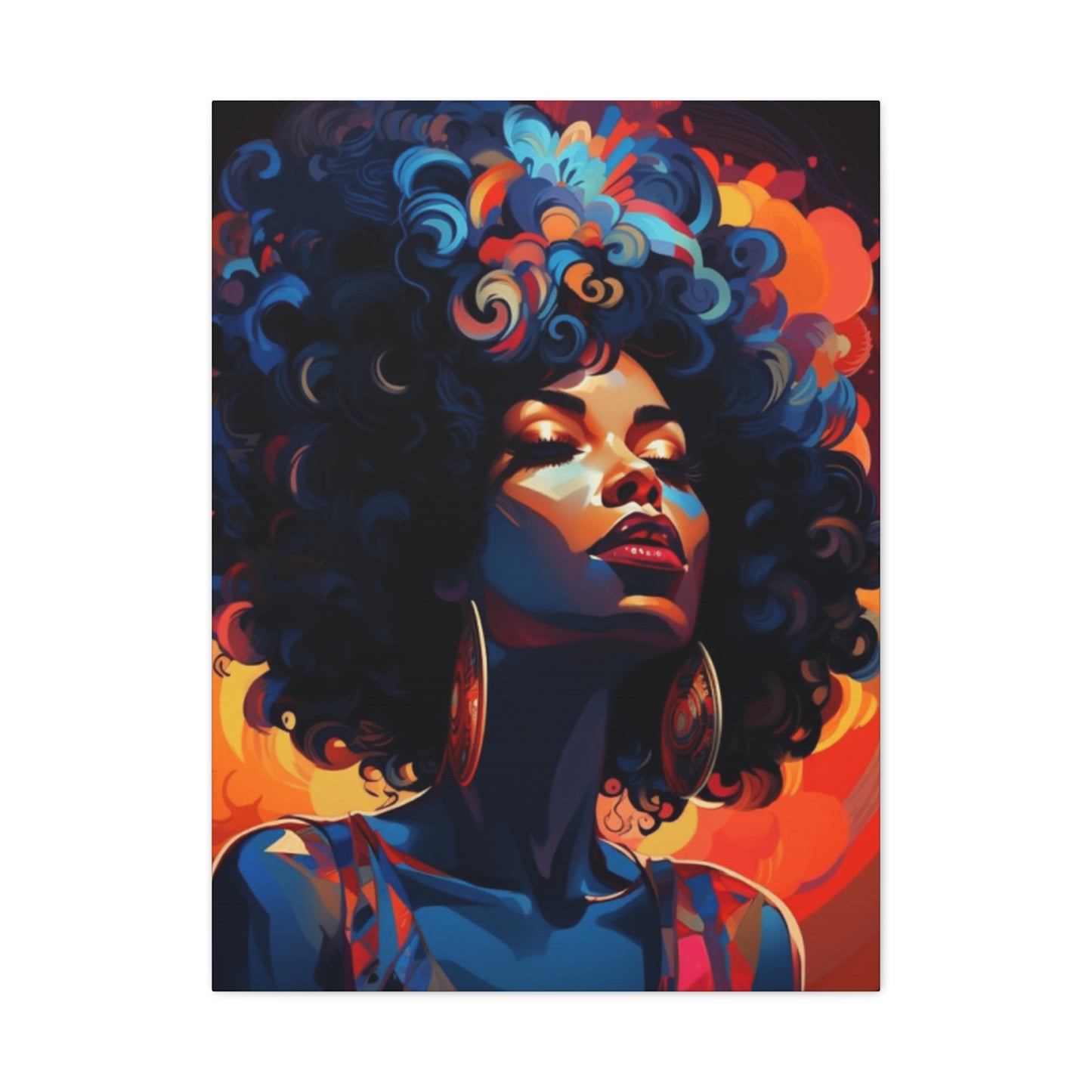 Deep Blue Afro Women Wall Art & Canvas Prints