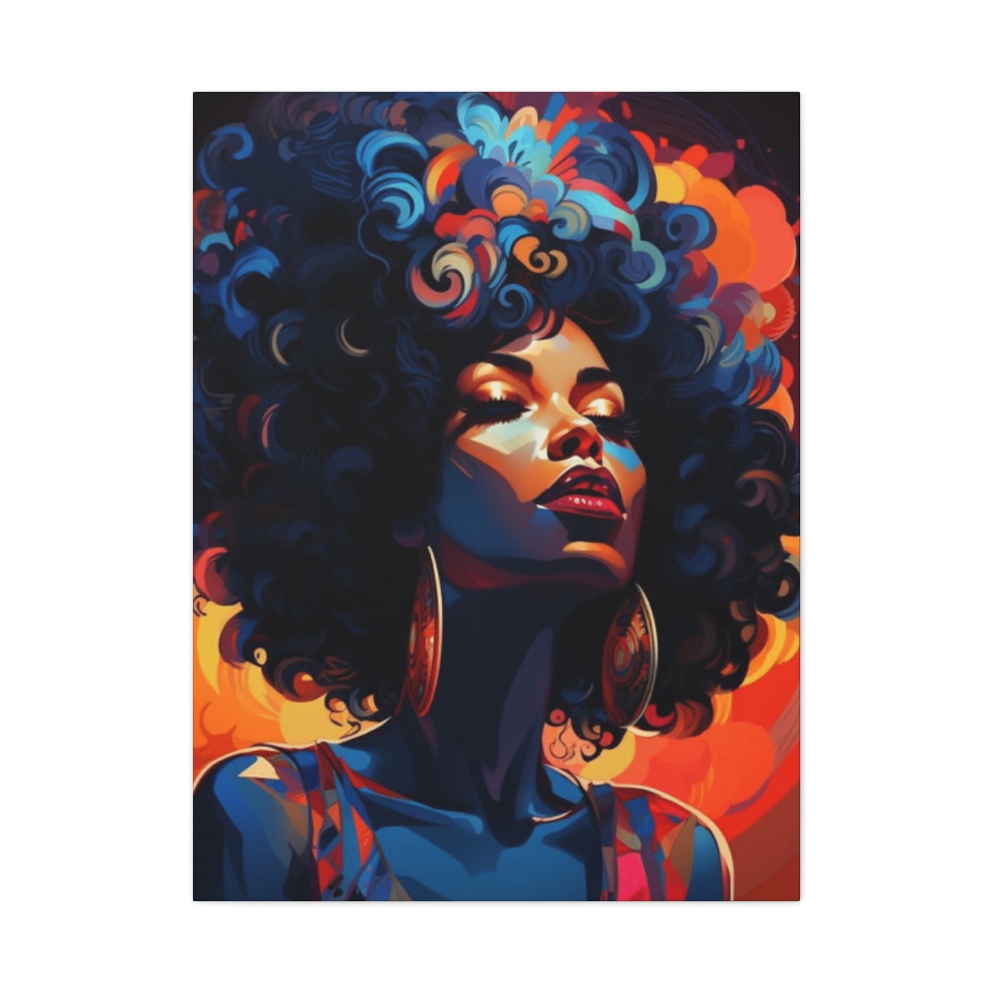 Deep Blue Afro Women Wall Art & Canvas Prints