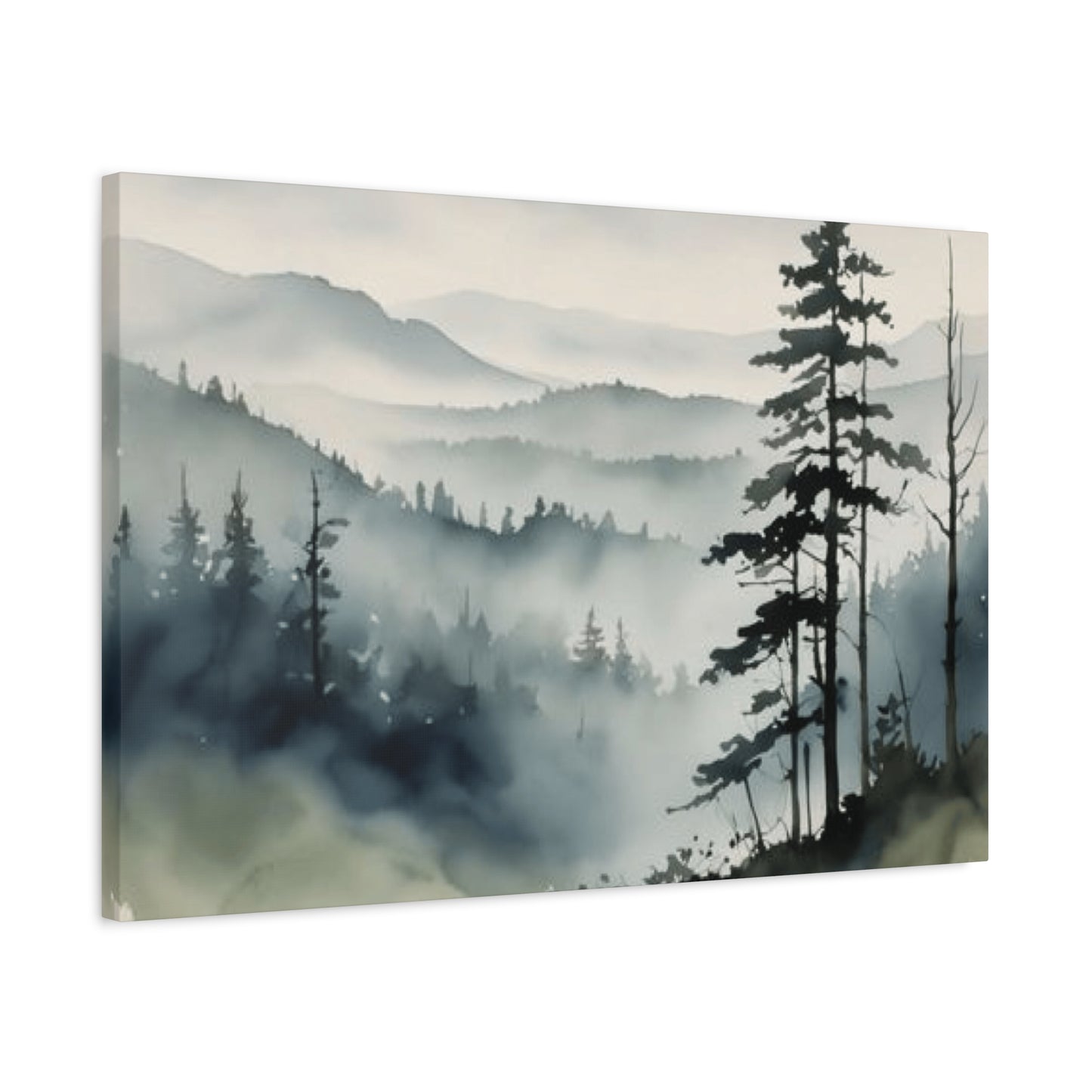 Winter Fog and Mountain Forests Painting Wall Art & Canvas Prints