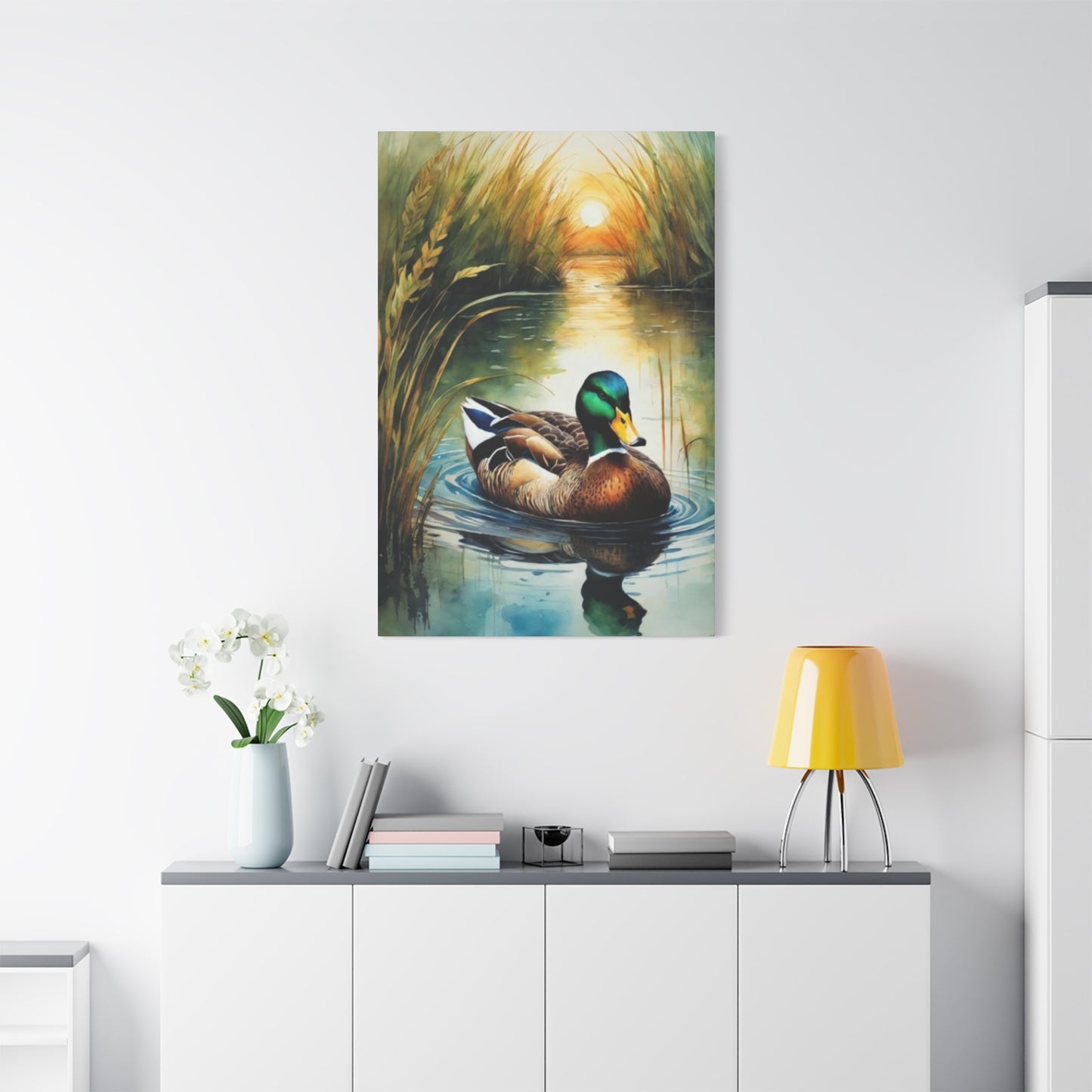 Duck in Pond Wall Art & Canvas Prints