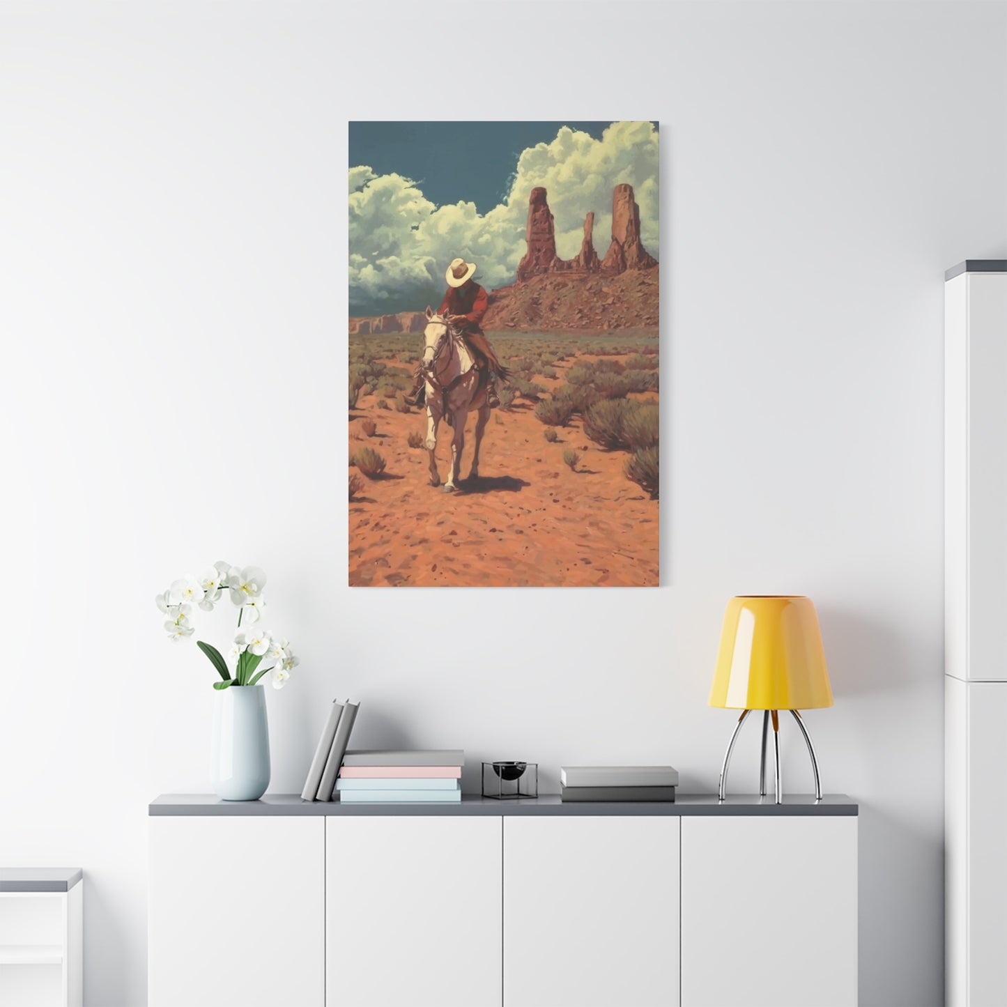 Cowboy in Desert Wall Art & Canvas Prints