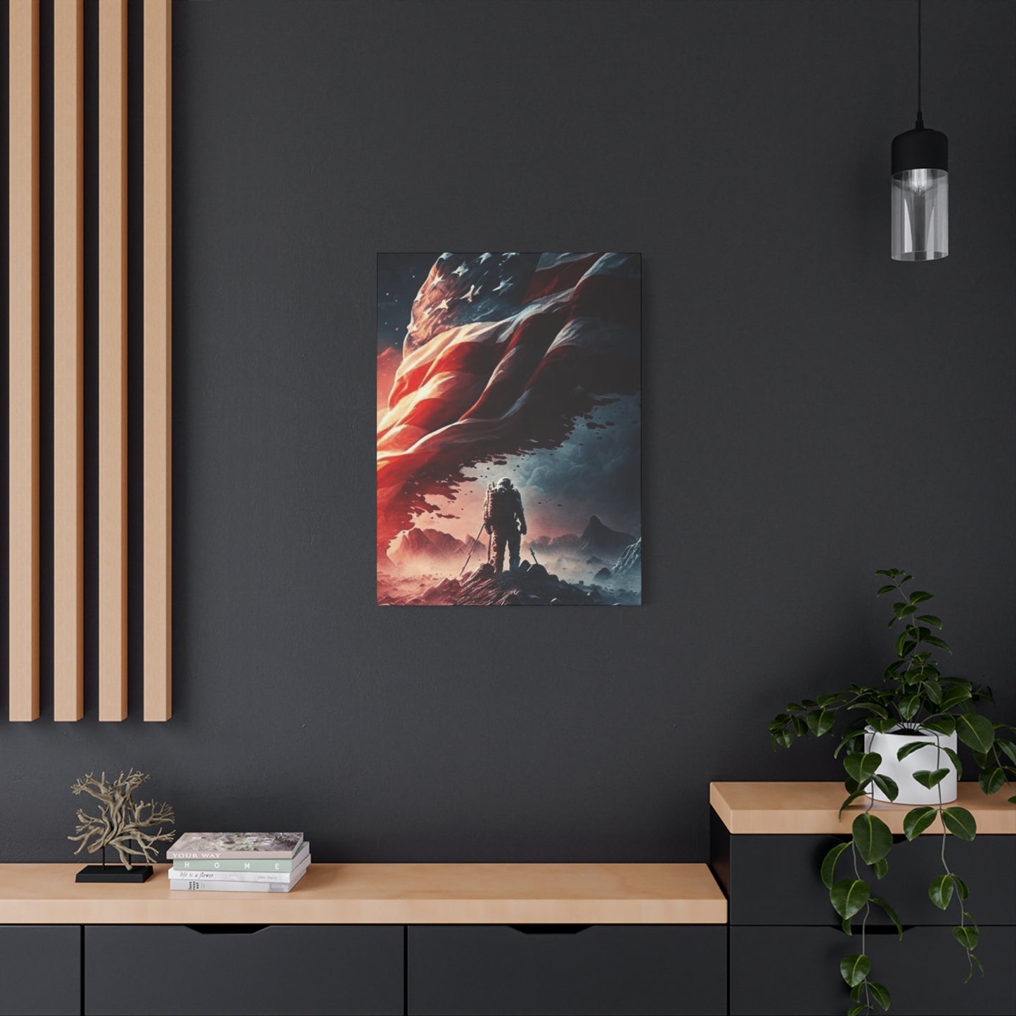 Astronaut with American Flag Wall Art & Canvas Prints