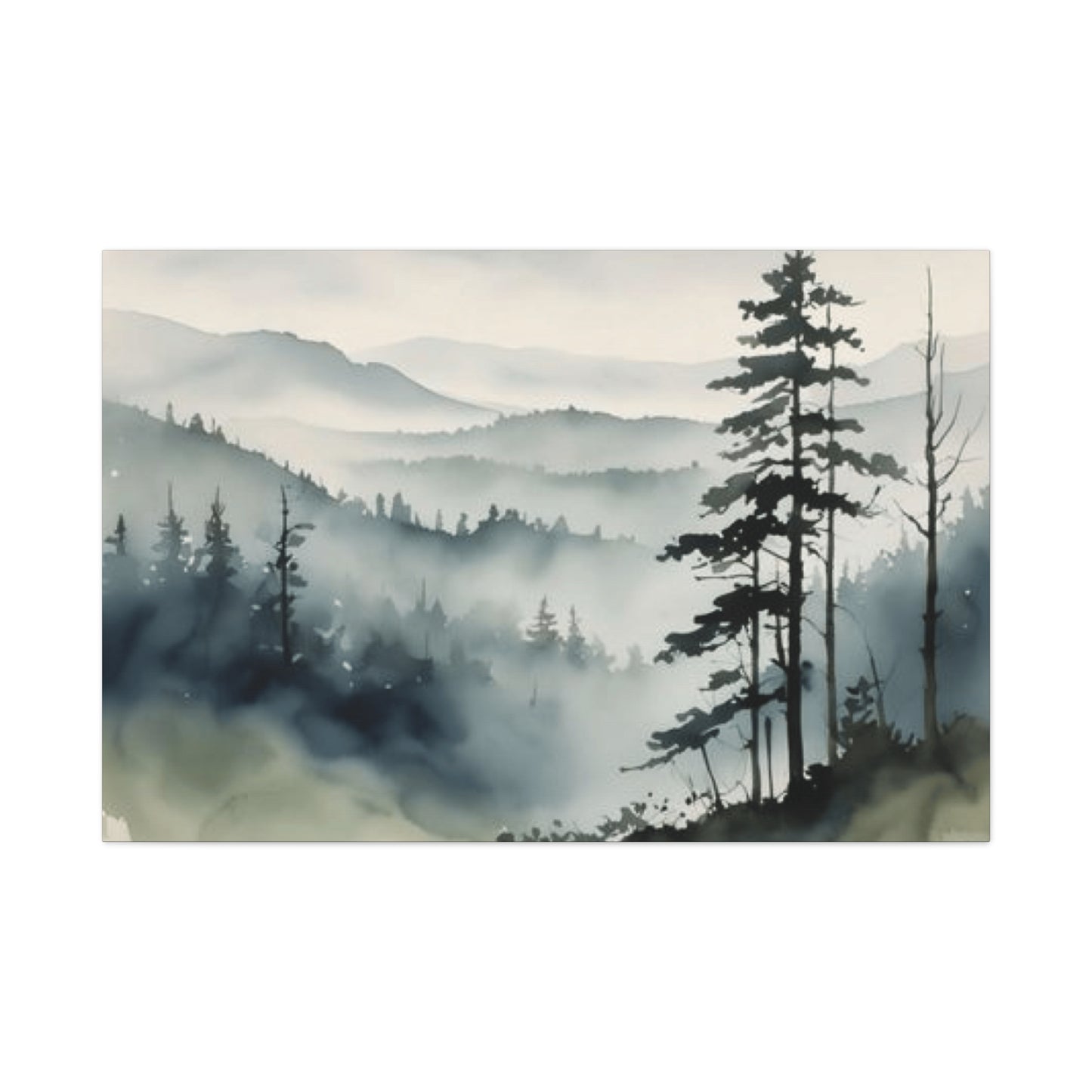 Winter Fog and Mountain Forests Painting Wall Art & Canvas Prints