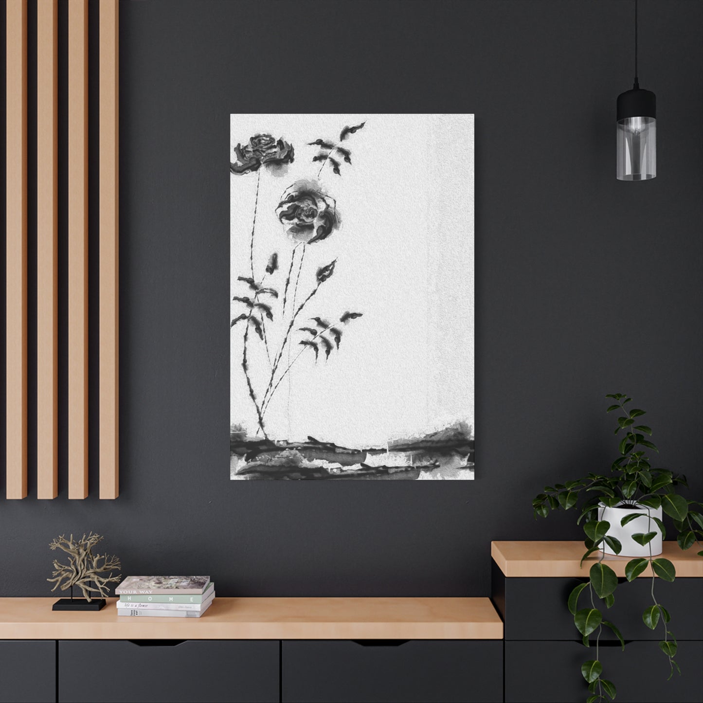 Black & White Dry Rose Wall Art & Canvas Prints