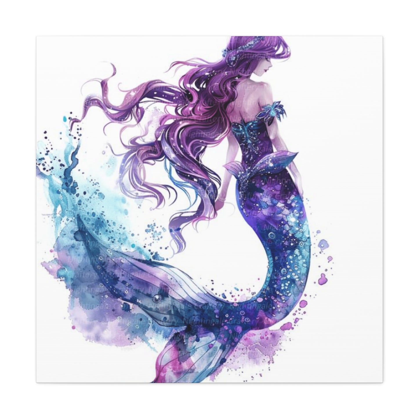 A Portrait Of A Purple Mermaid Wall Art & Canvas Prints