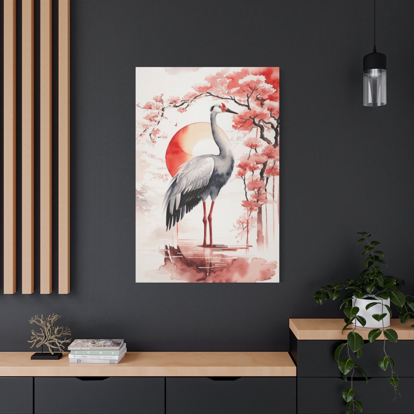 Cherry Blossoms And Crane Wall Art & Canvas Prints