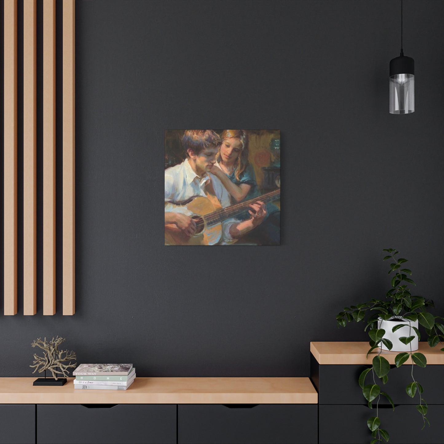 Man Playing Guitar for Girl Wall Art & Canvas Prints