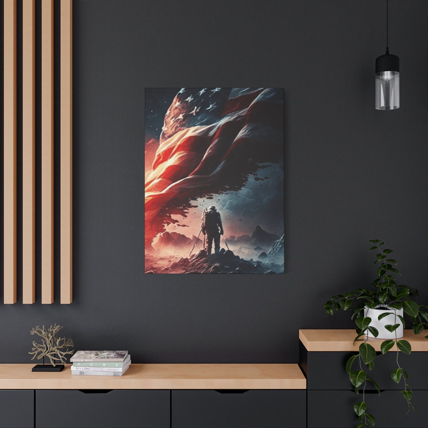 Astronaut with American Flag Wall Art & Canvas Prints