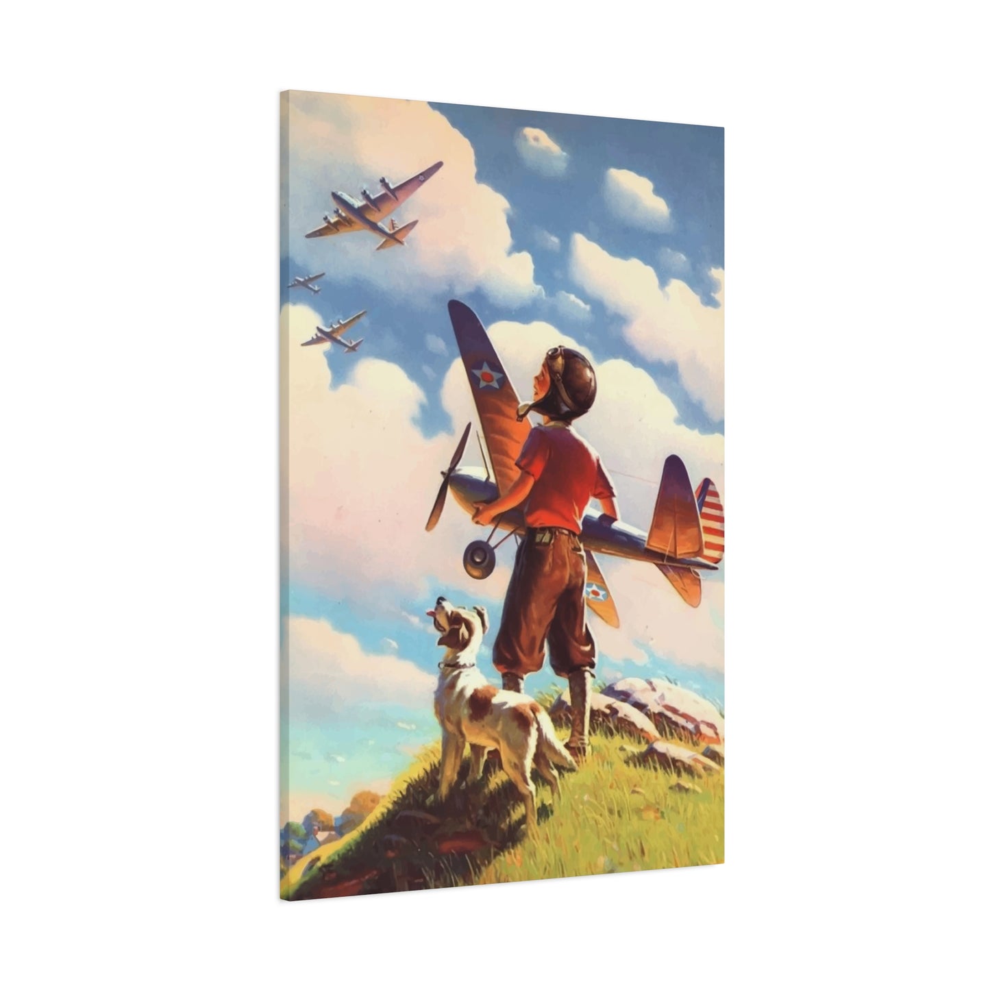 Kid admiring Airplane Wall Art & Canvas Prints