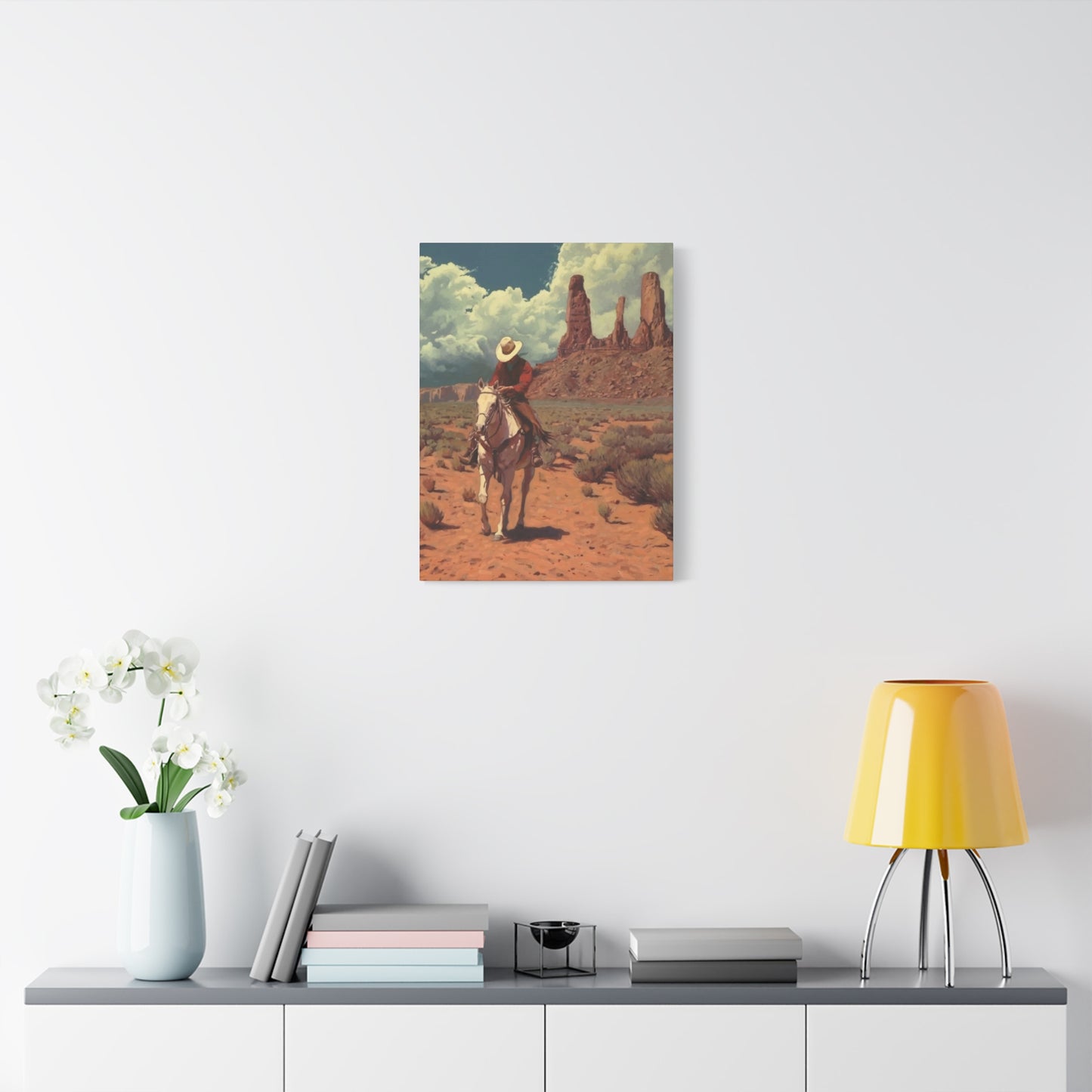 Cowboy in Desert Wall Art & Canvas Prints