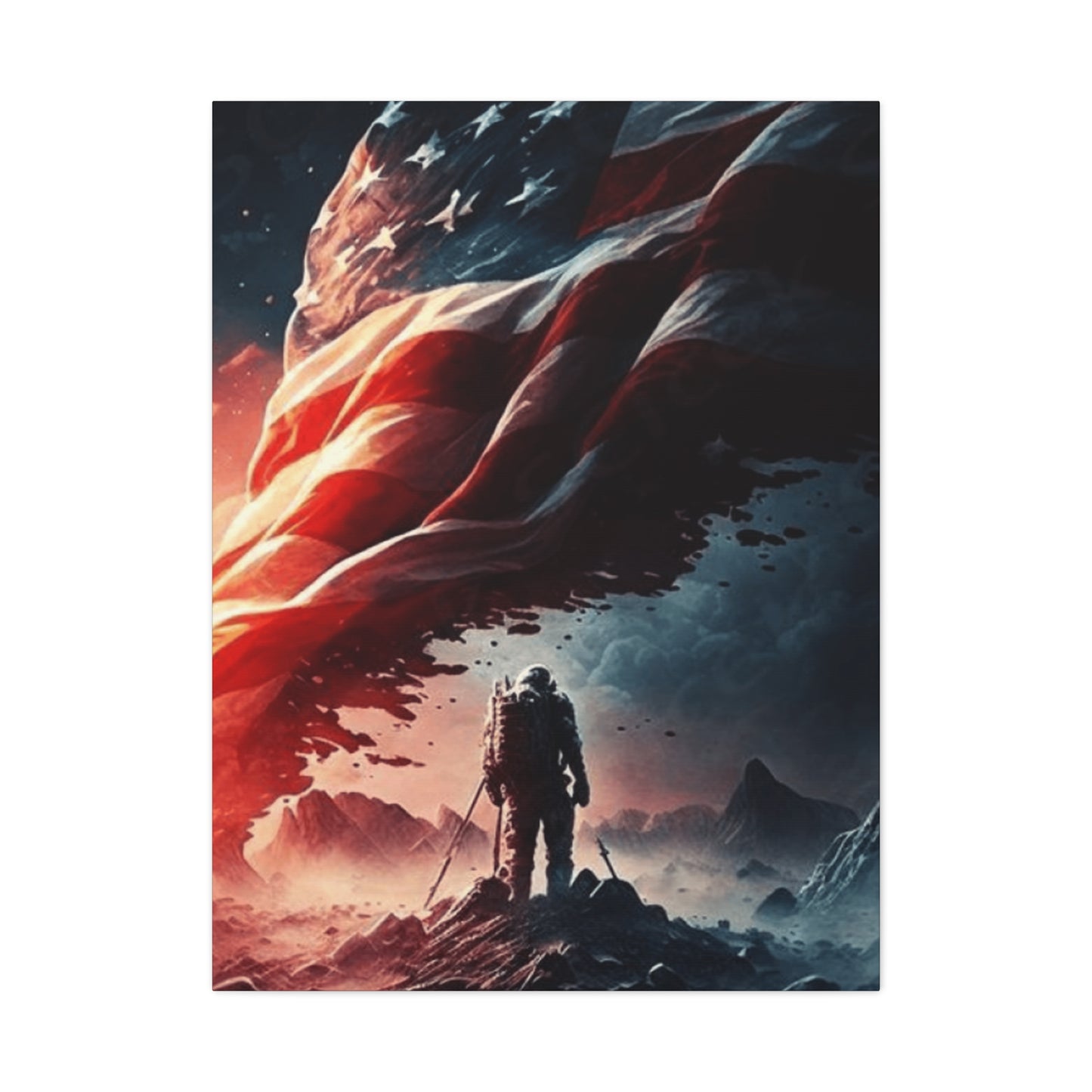 Astronaut with American Flag Wall Art & Canvas Prints