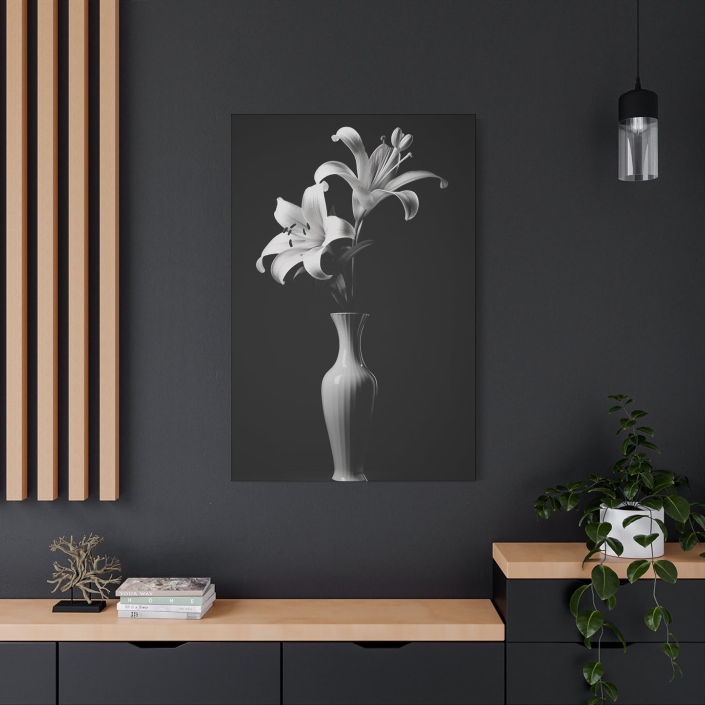 Black & White Flower Pot Wall Art & Canvas Prints