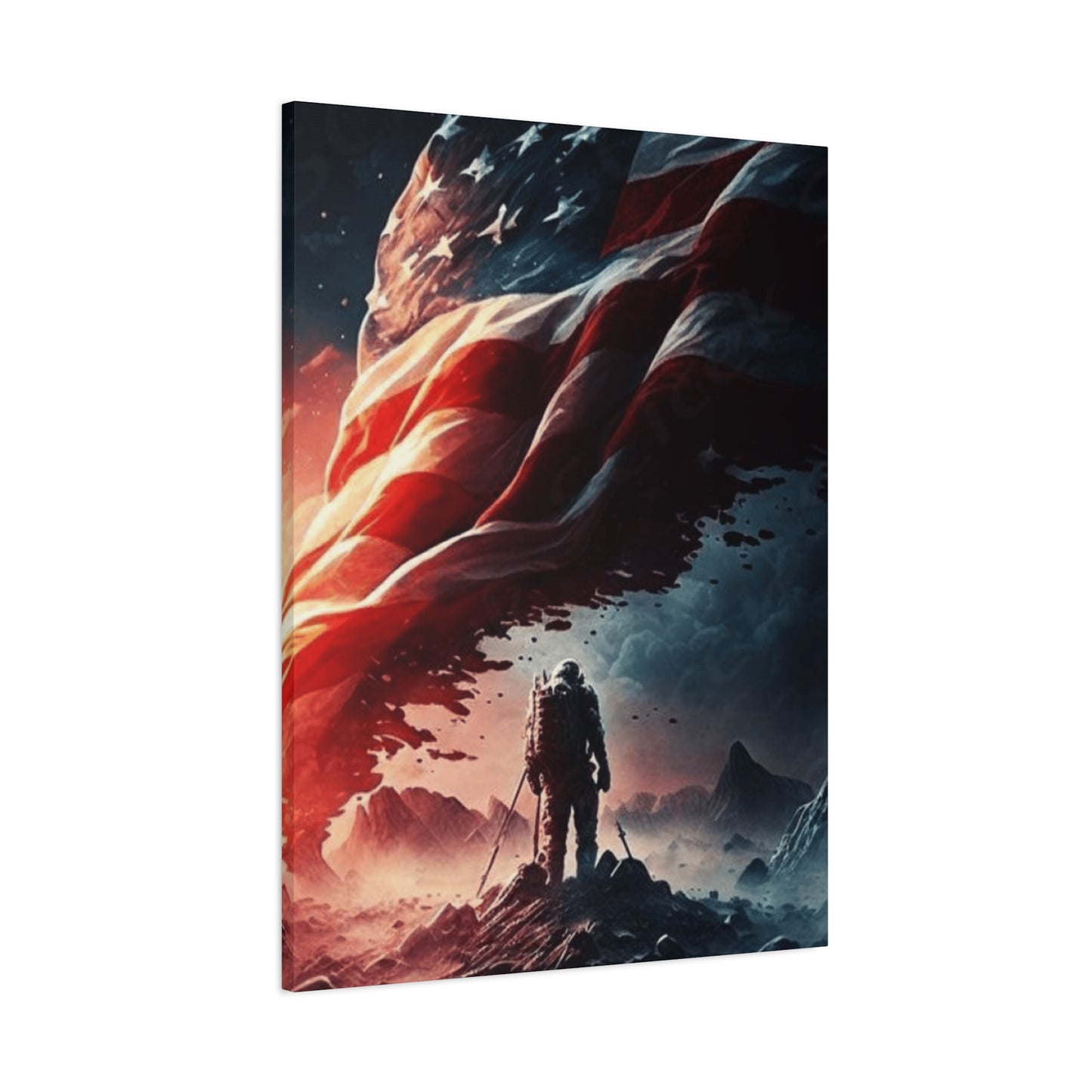 Astronaut with American Flag Wall Art & Canvas Prints