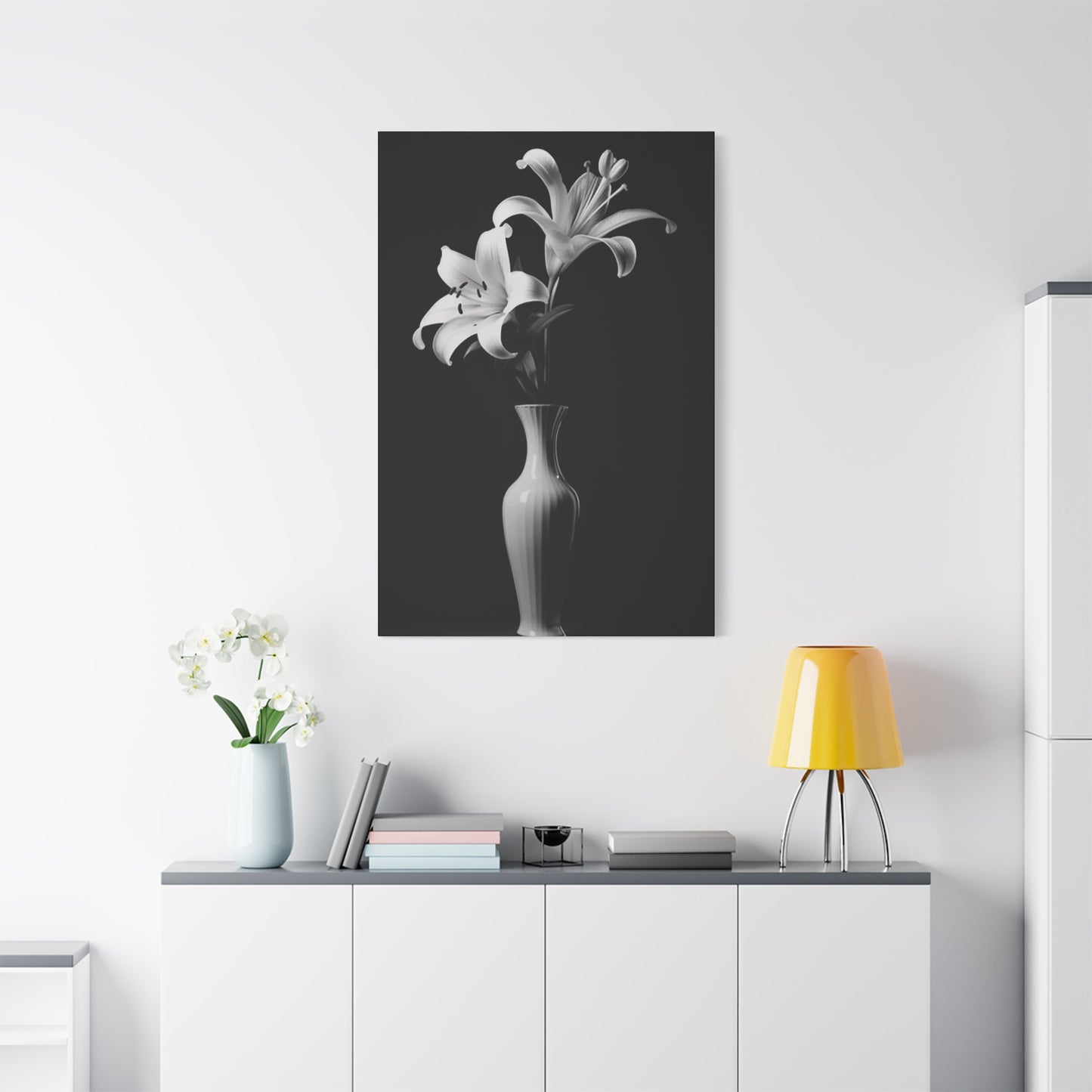 Black & White Flower Pot Wall Art & Canvas Prints