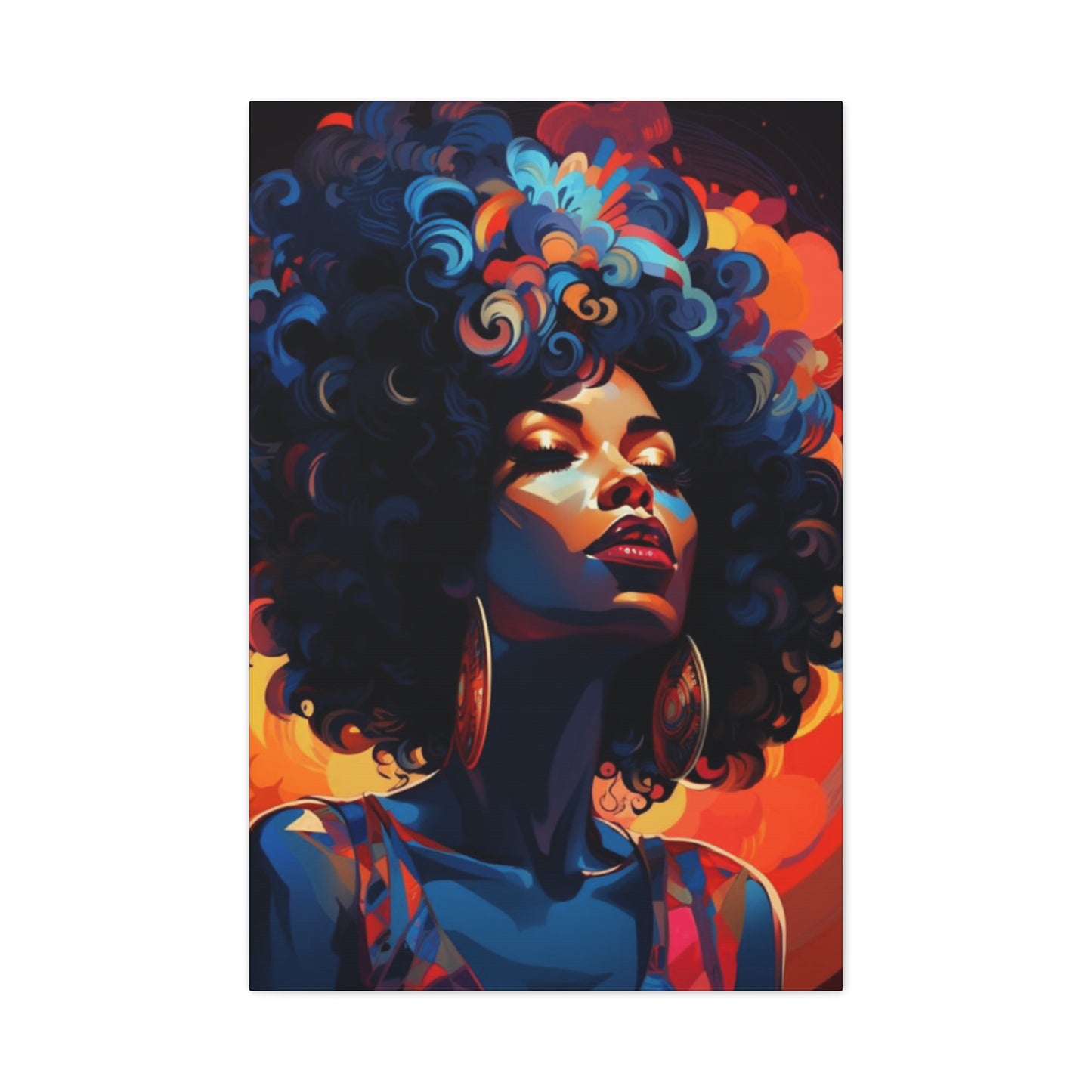 Deep Blue Afro Women Wall Art & Canvas Prints