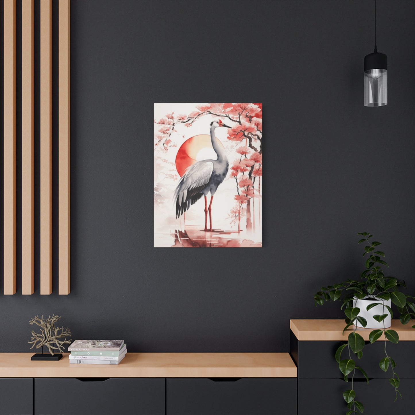 Cherry Blossoms And Crane Wall Art & Canvas Prints