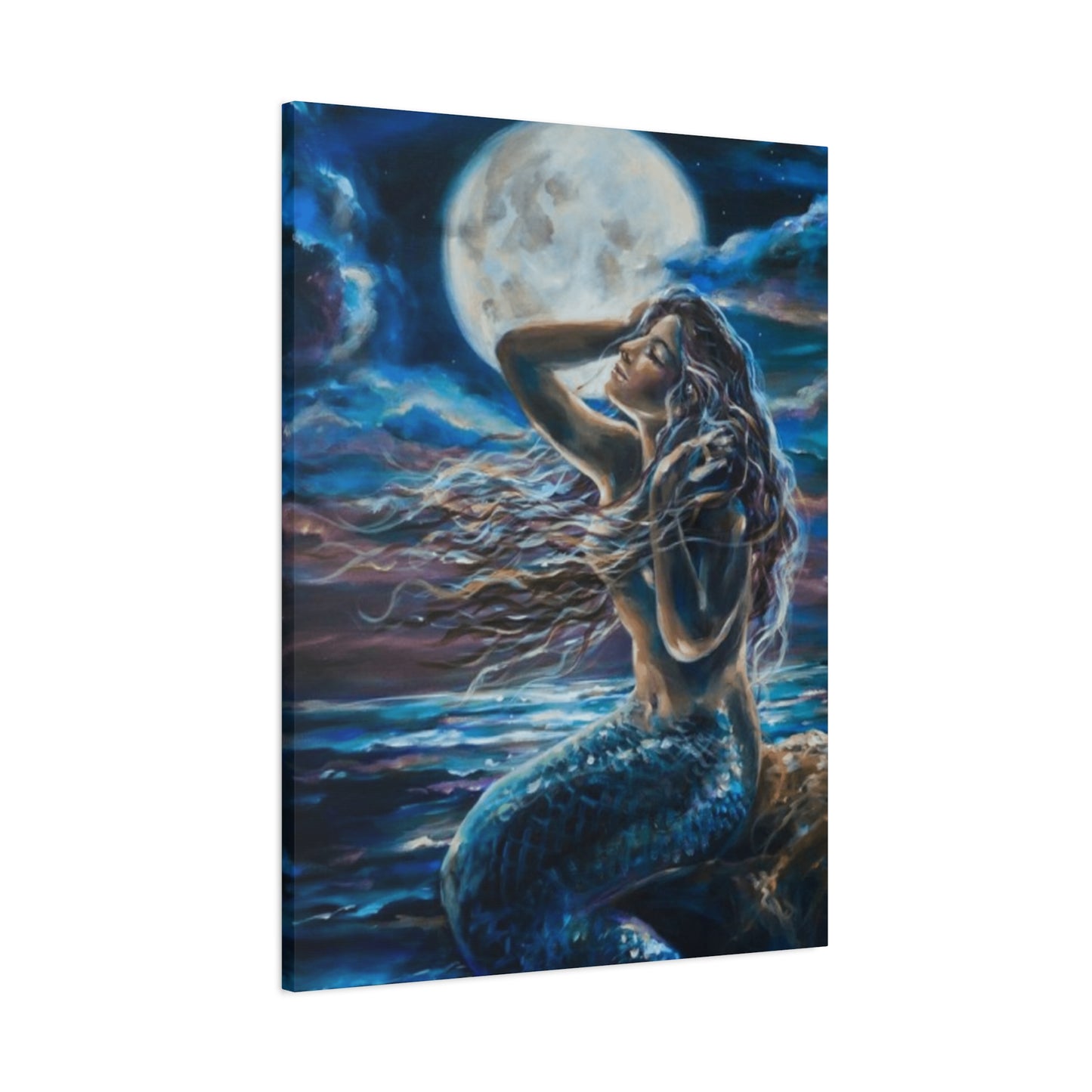 Mermaid Portrait With Moon Wall Art & Canvas Prints