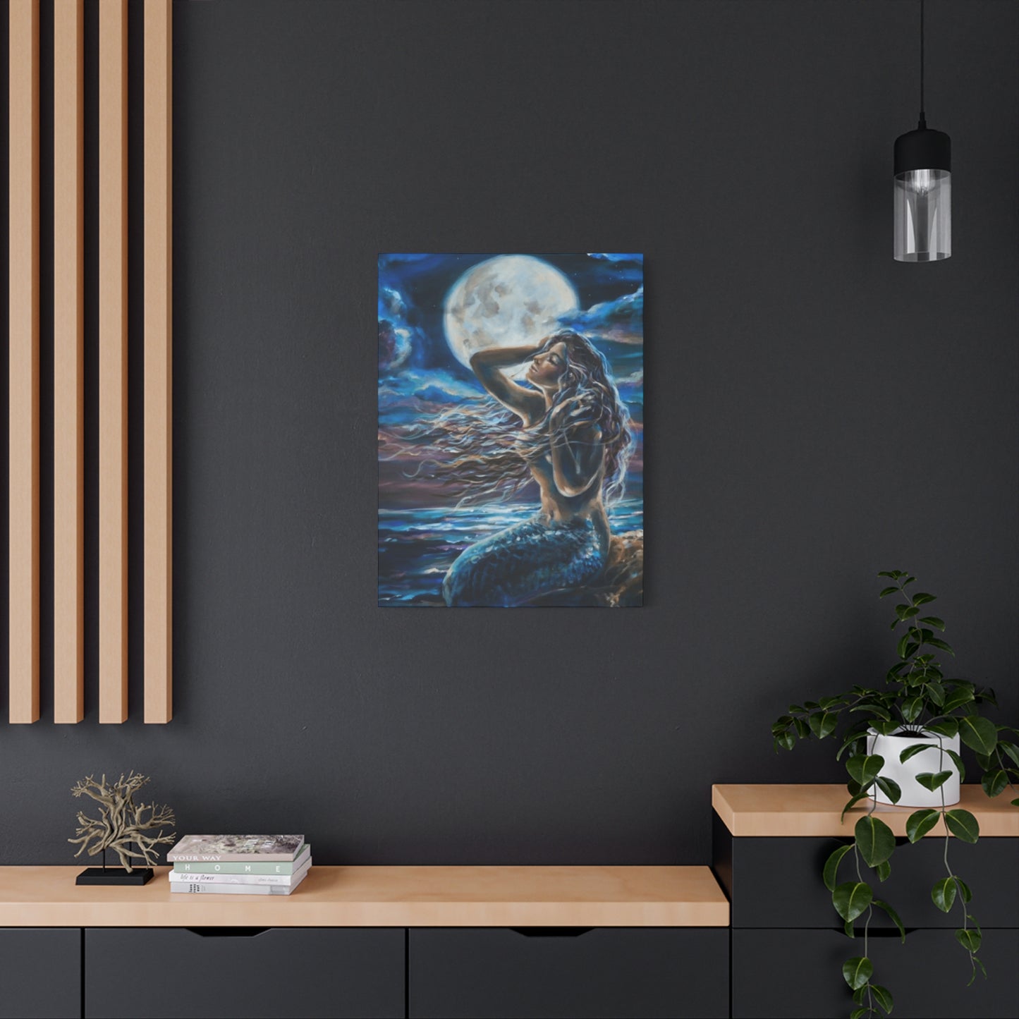 Mermaid Portrait With Moon Wall Art & Canvas Prints