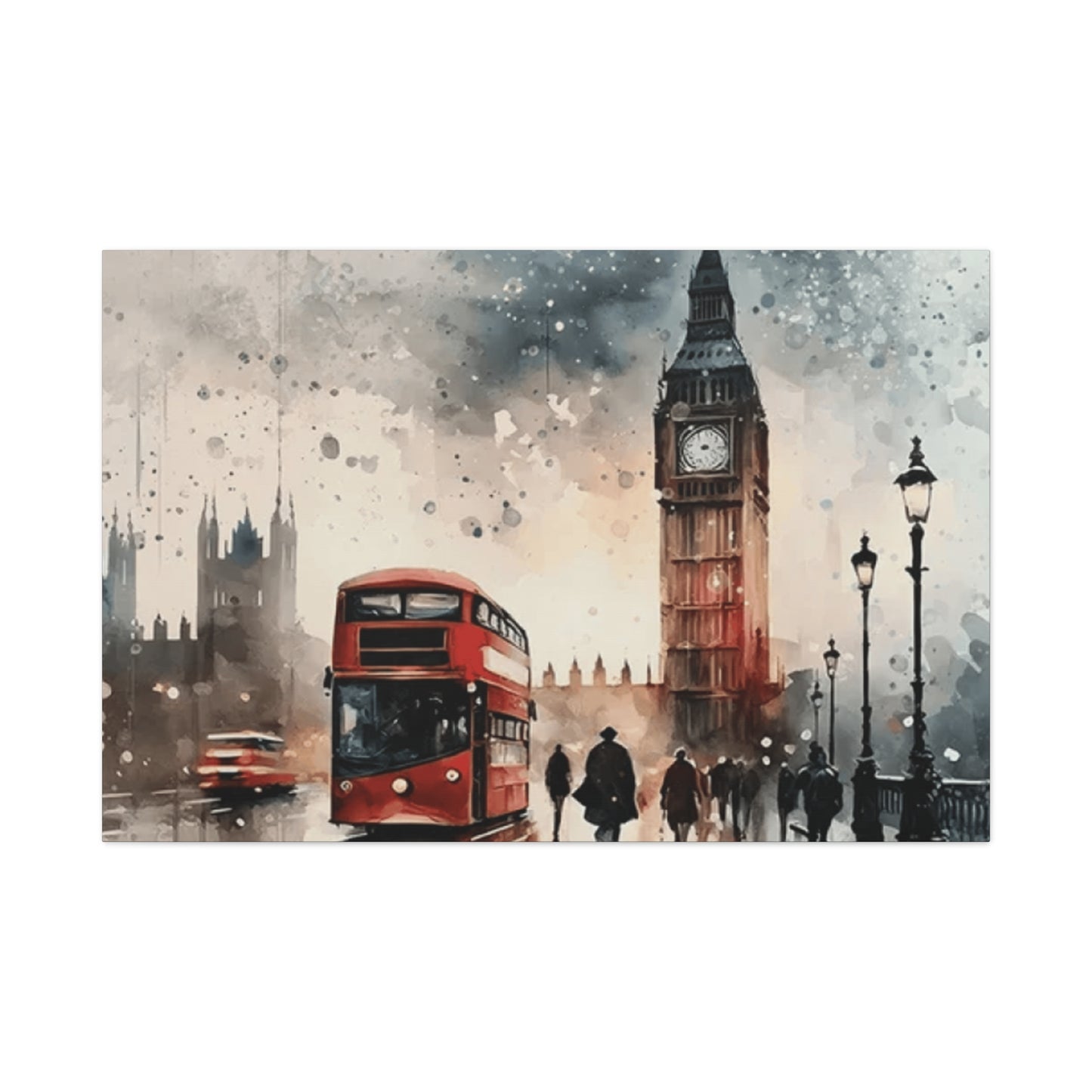 London Bus and Big Ben Painting Wall Art & Canvas Prints