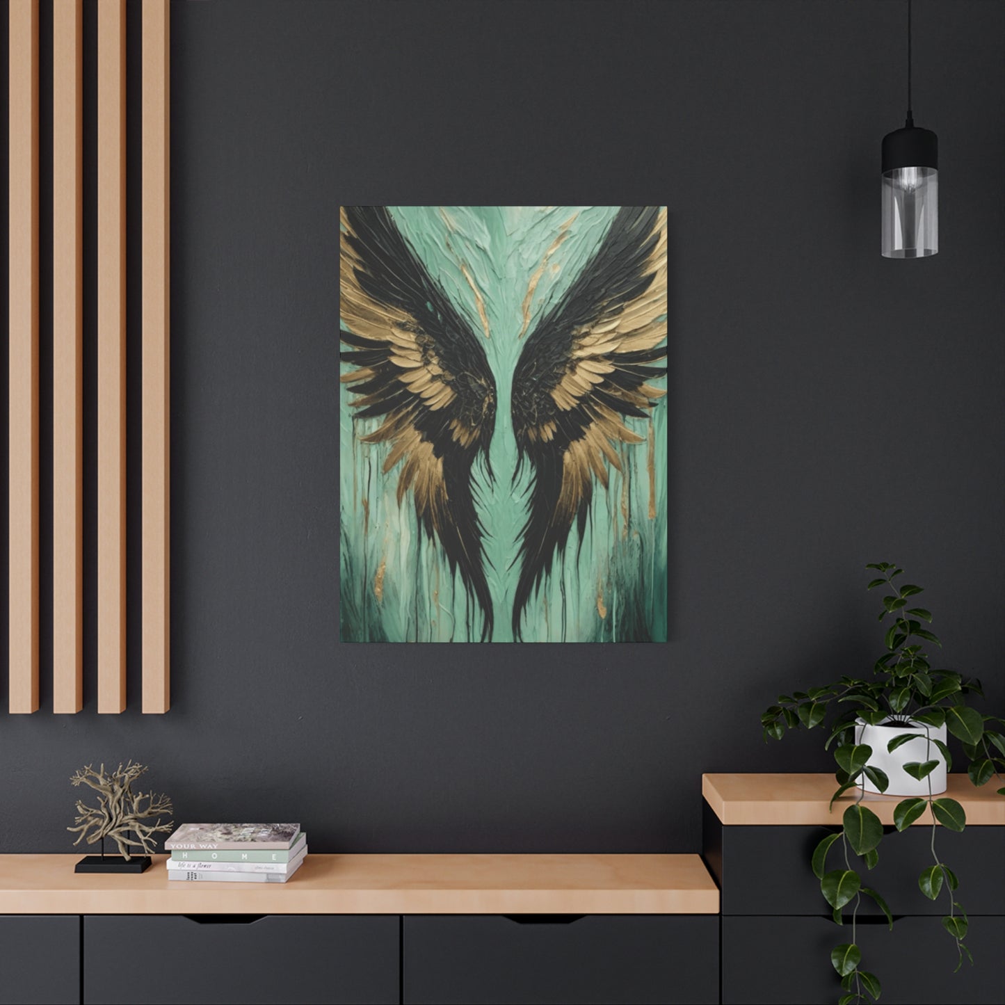 Golden and Black Angel Wings Wall Art & Canvas Prints