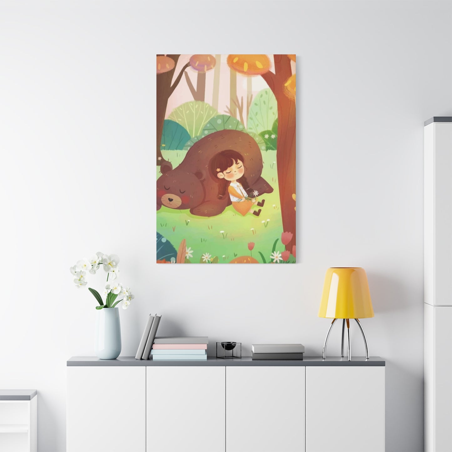 Girl and Bear Wall Art & Canvas Prints