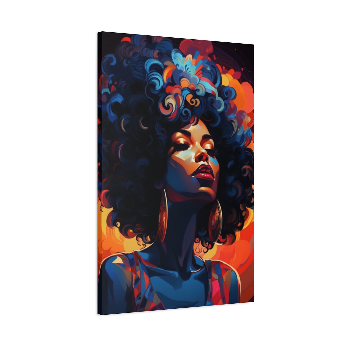 Deep Blue Afro Women Wall Art & Canvas Prints