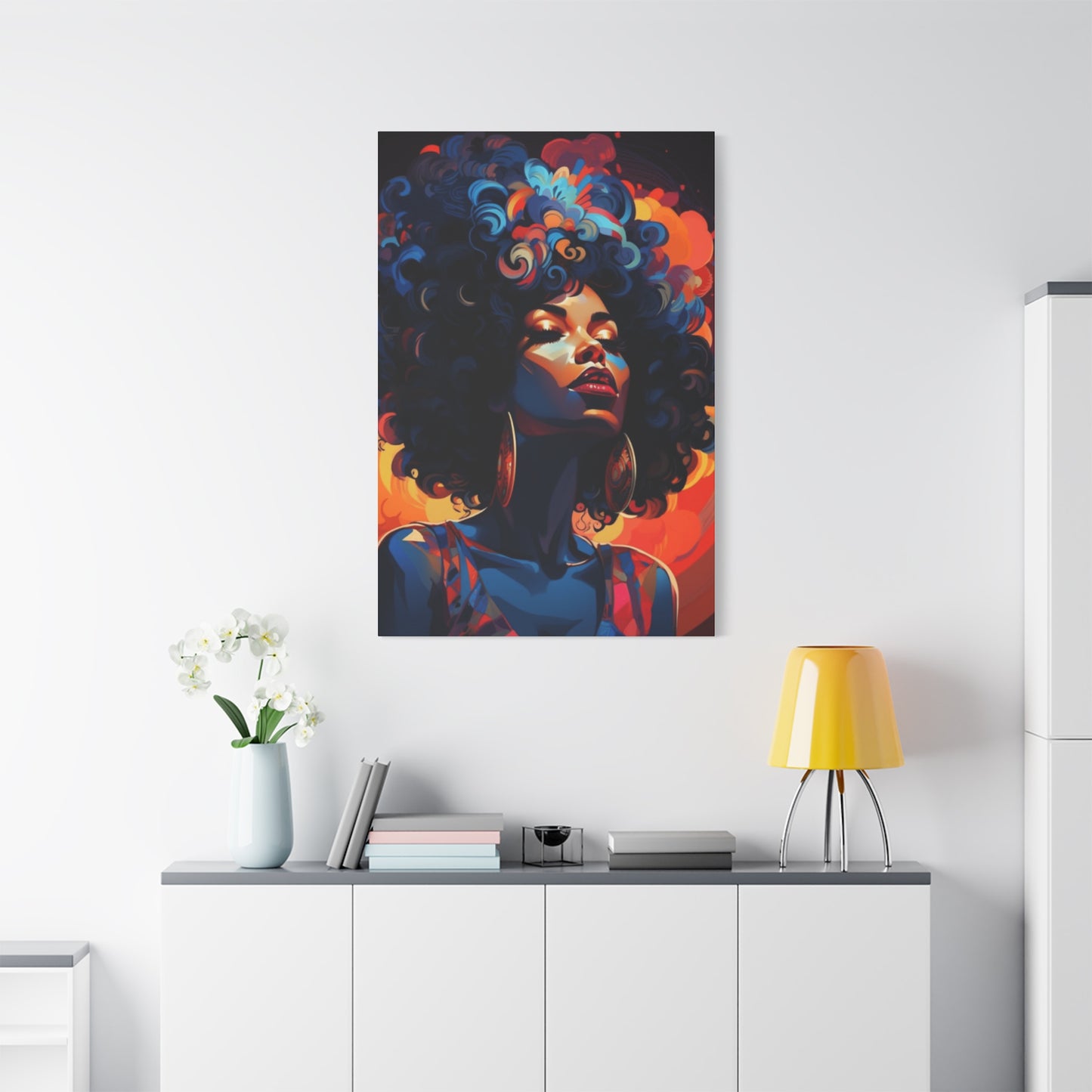 Deep Blue Afro Women Wall Art & Canvas Prints