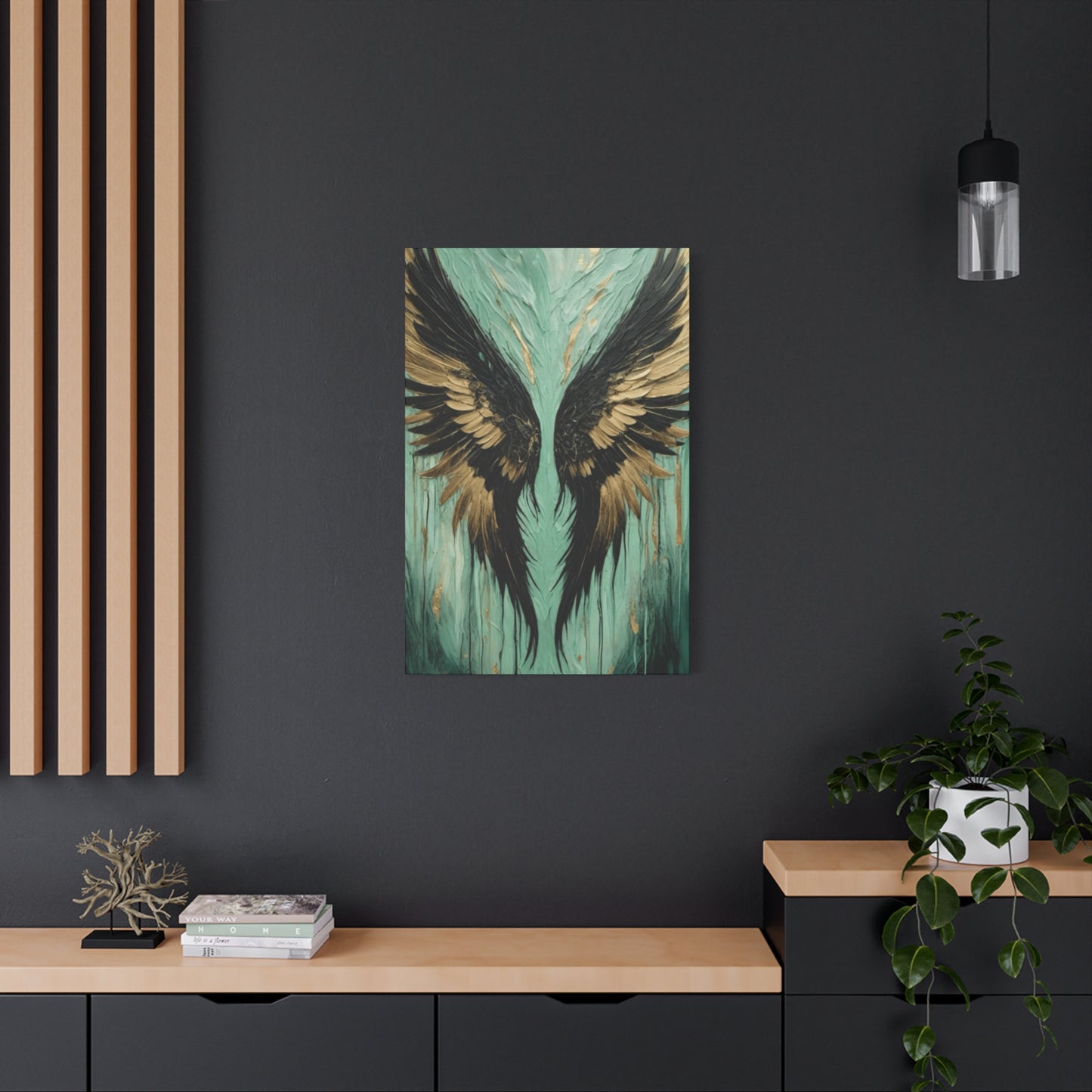 Golden and Black Angel Wings Wall Art & Canvas Prints