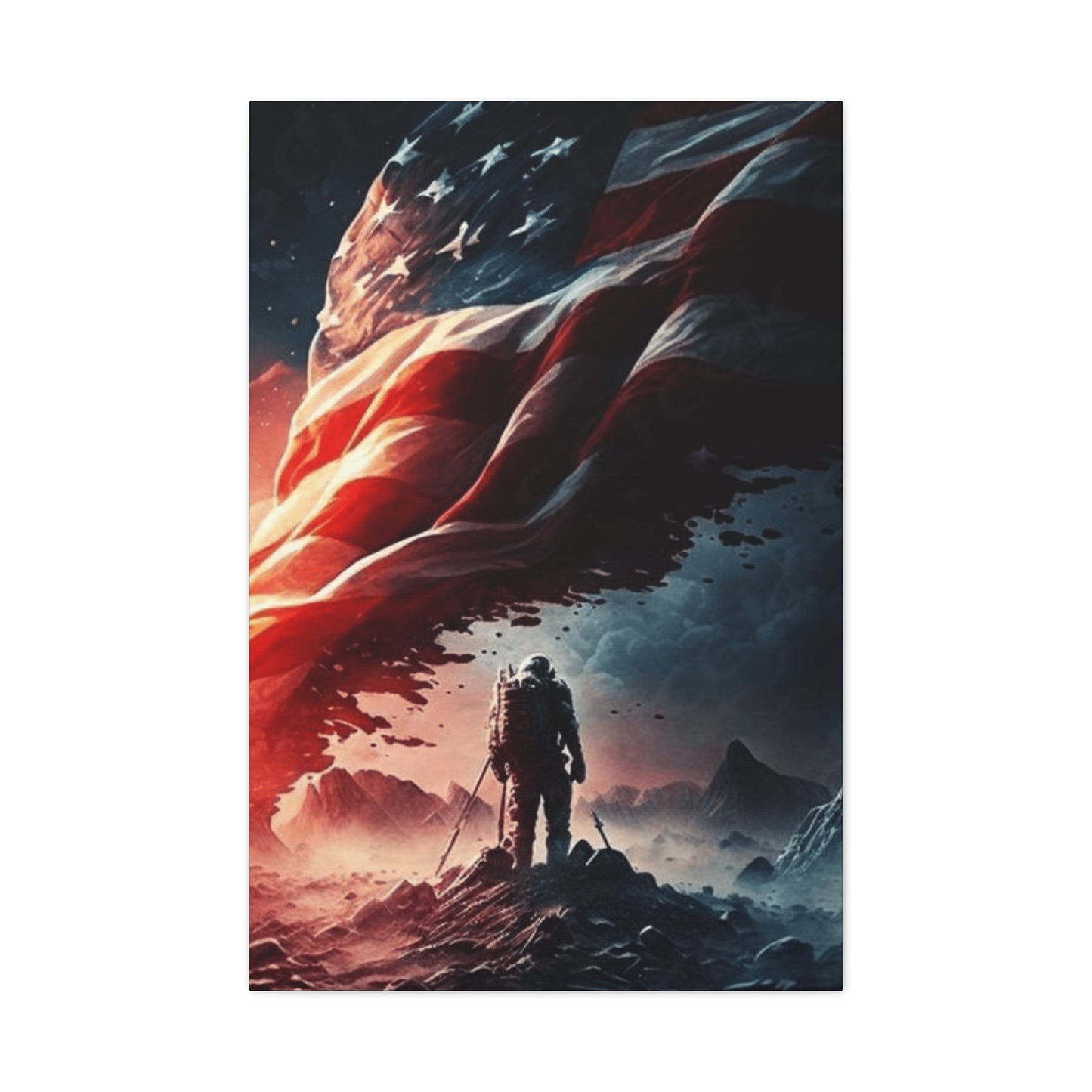 Astronaut with American Flag Wall Art & Canvas Prints