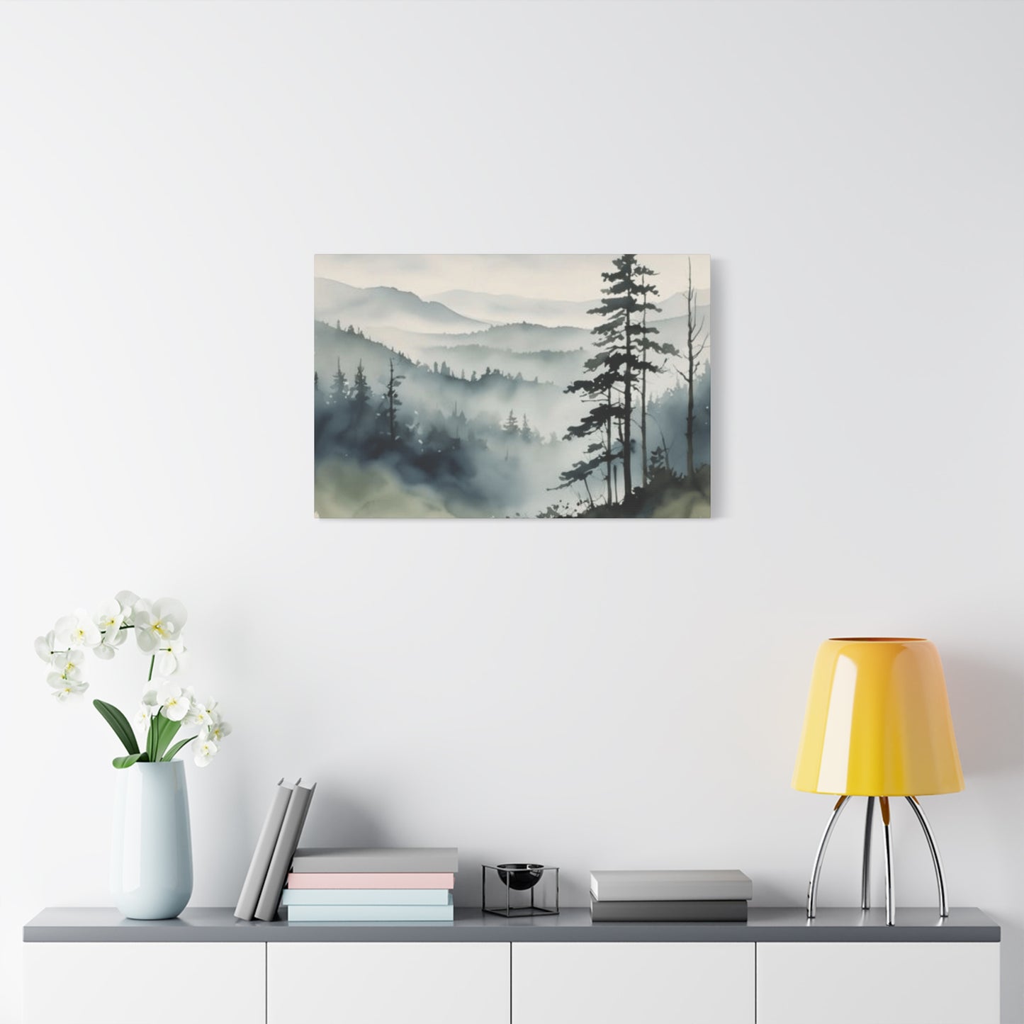 Winter Fog and Mountain Forests Painting Wall Art & Canvas Prints