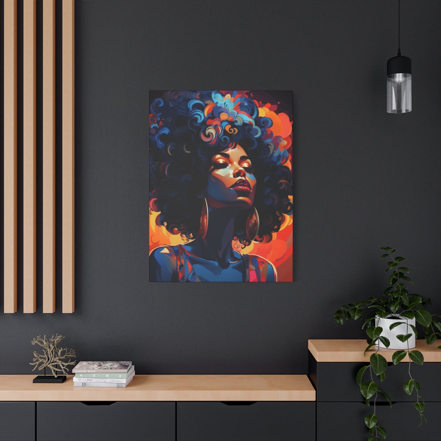 Deep Blue Afro Women Wall Art & Canvas Prints