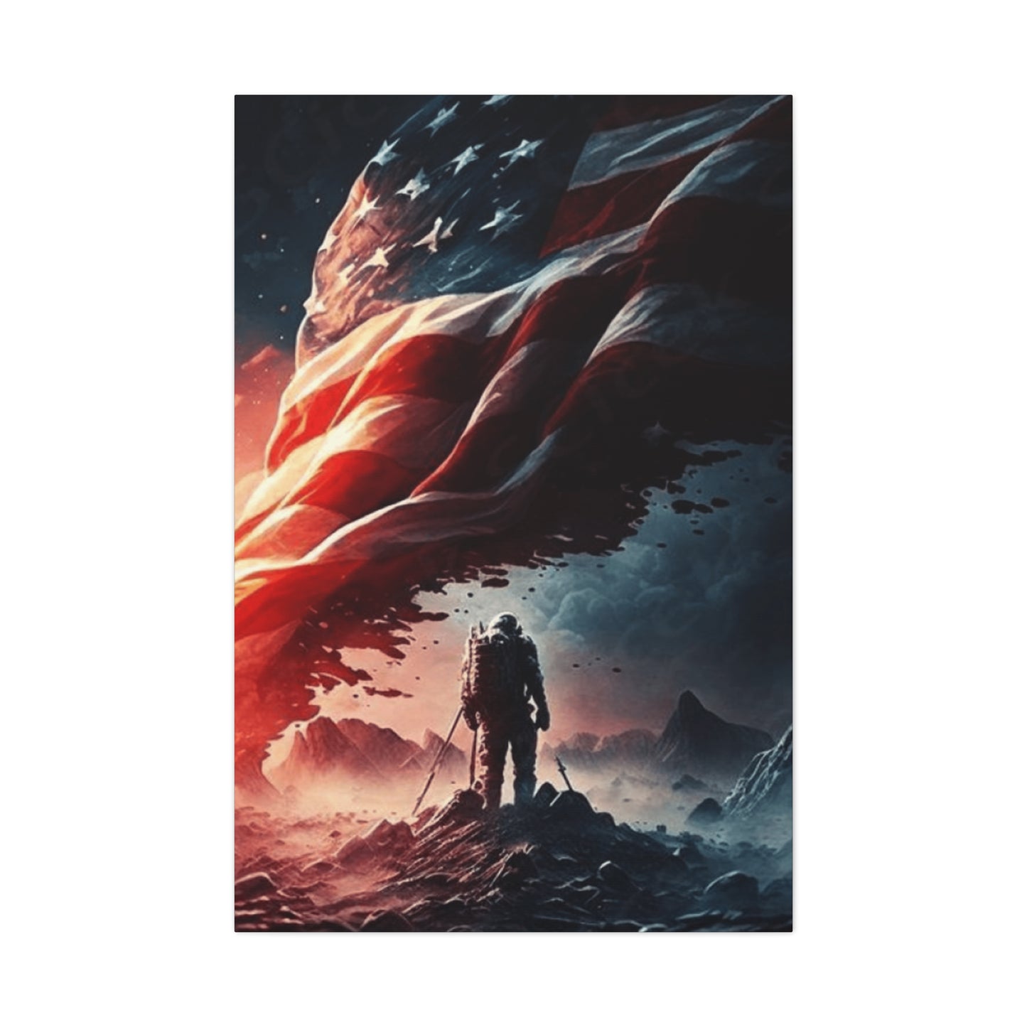 Astronaut with American Flag Wall Art & Canvas Prints