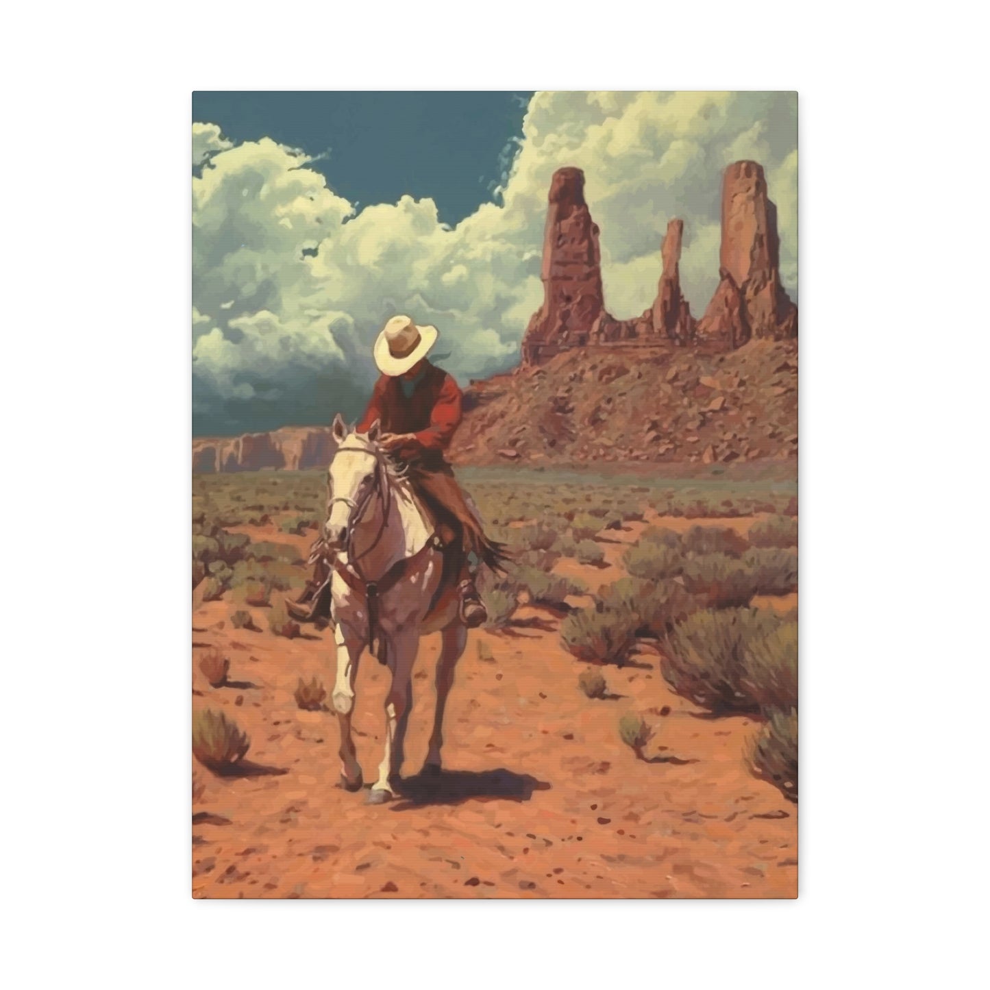 Cowboy in Desert Wall Art & Canvas Prints