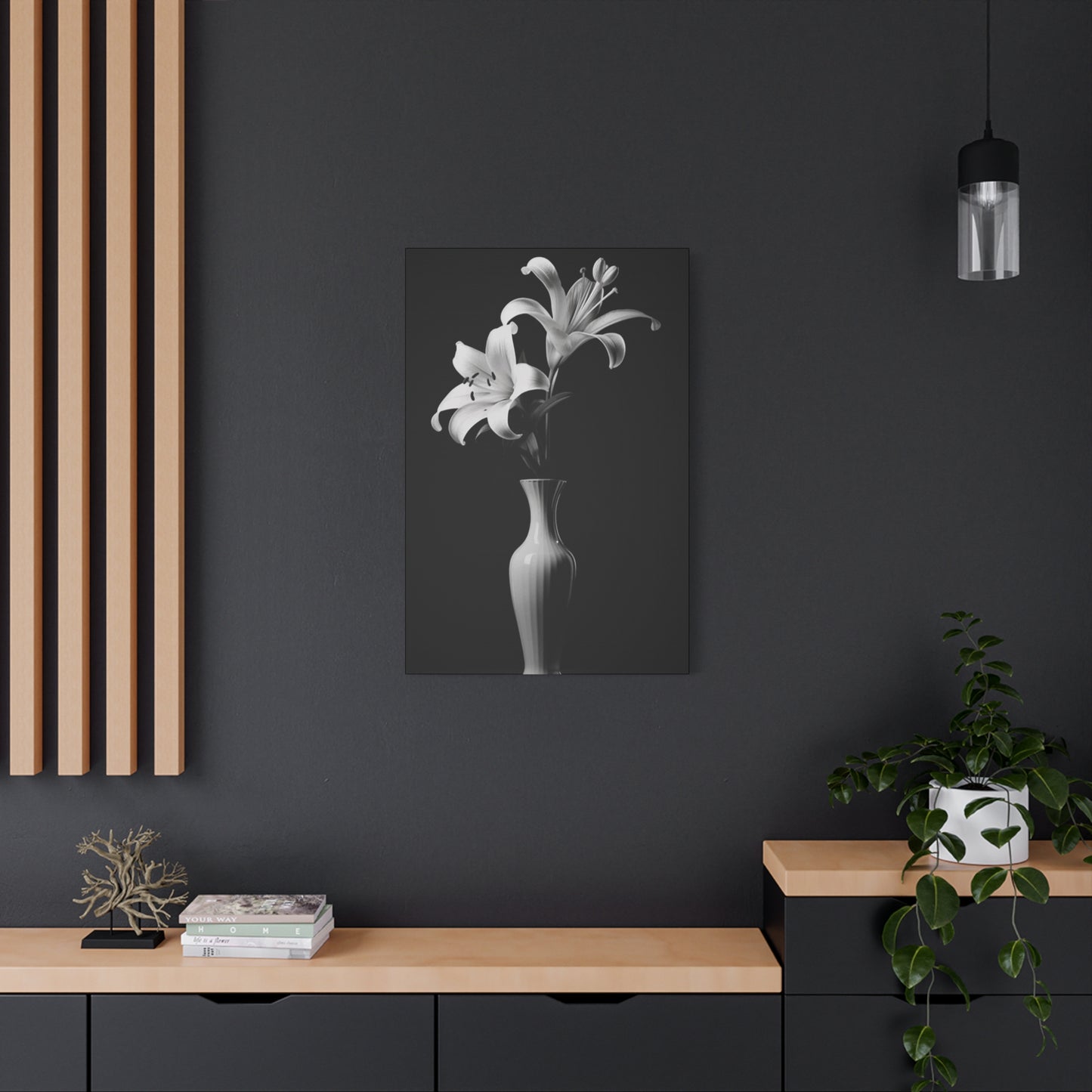 Black & White Flower Pot Wall Art & Canvas Prints