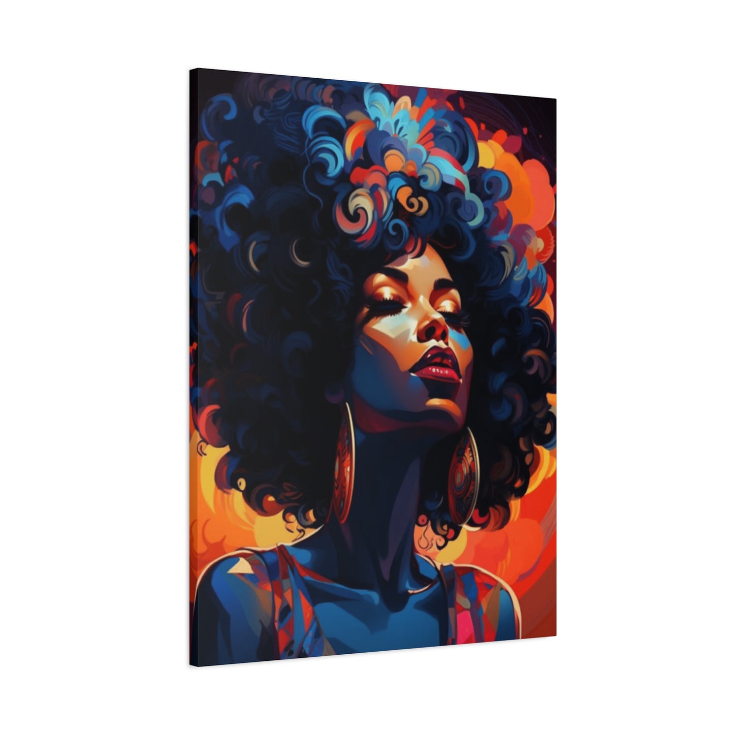 Deep Blue Afro Women Wall Art & Canvas Prints